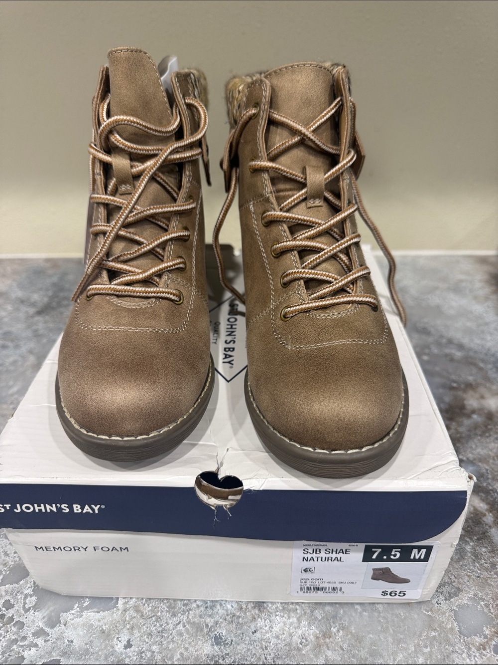 St. John's Bay Women's Lace-Up Ankle Boots - Tan